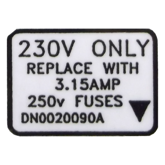 DN0020090 | DECAL 230V AC ONLY